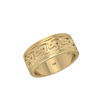 We are connected as one ~ 14K Yellow Gold Celtic Knotwork Spinner Ring GRI767 - Jewelry